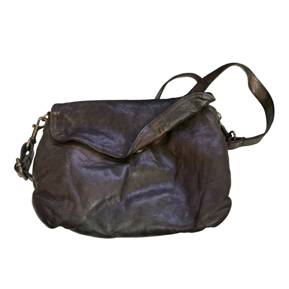 Johnny Was Italian‎ Distressed Tumbled Leather Envelope Crossbody Purse
